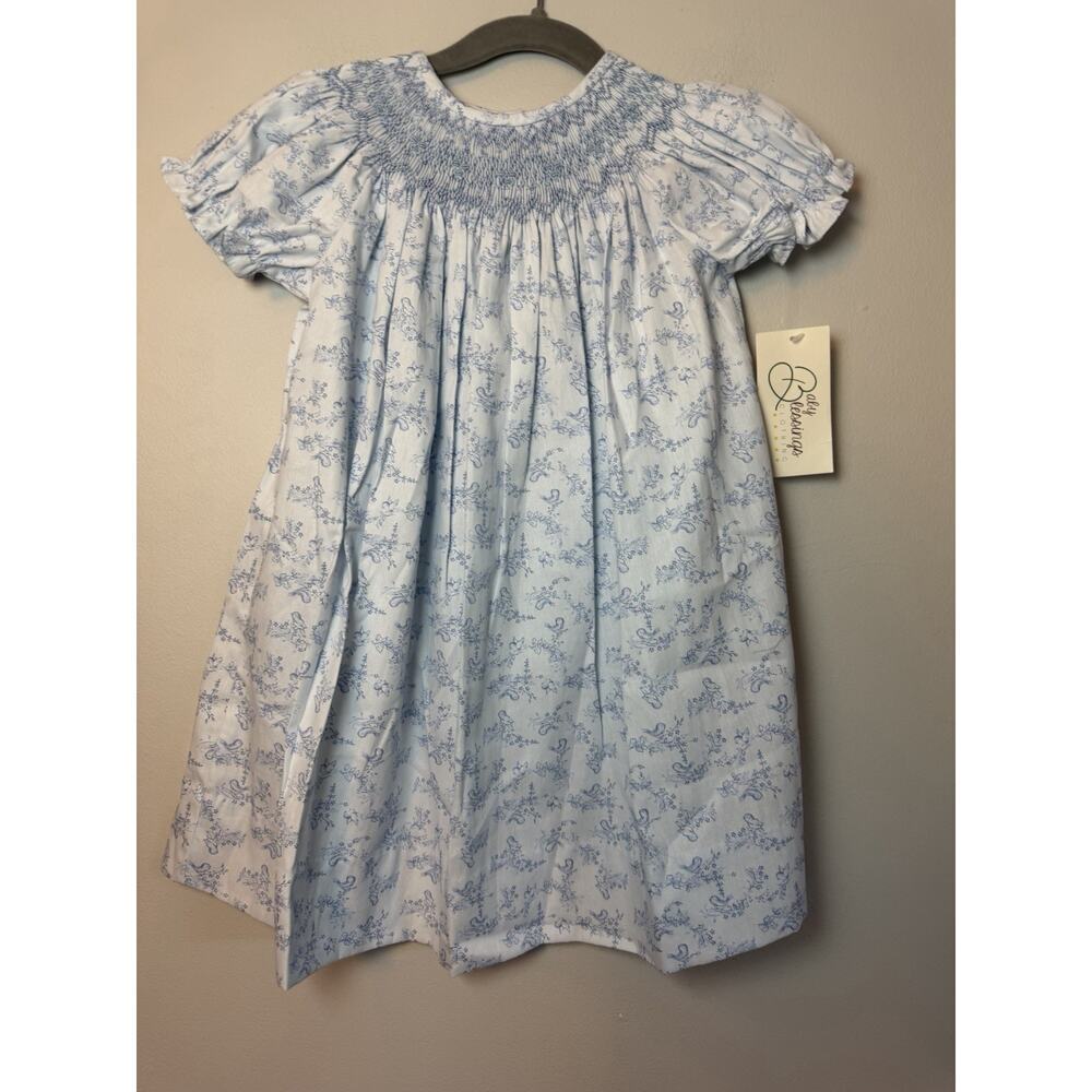 Smocked Bishop Style Blue Dress Girls Sz 3T NWT